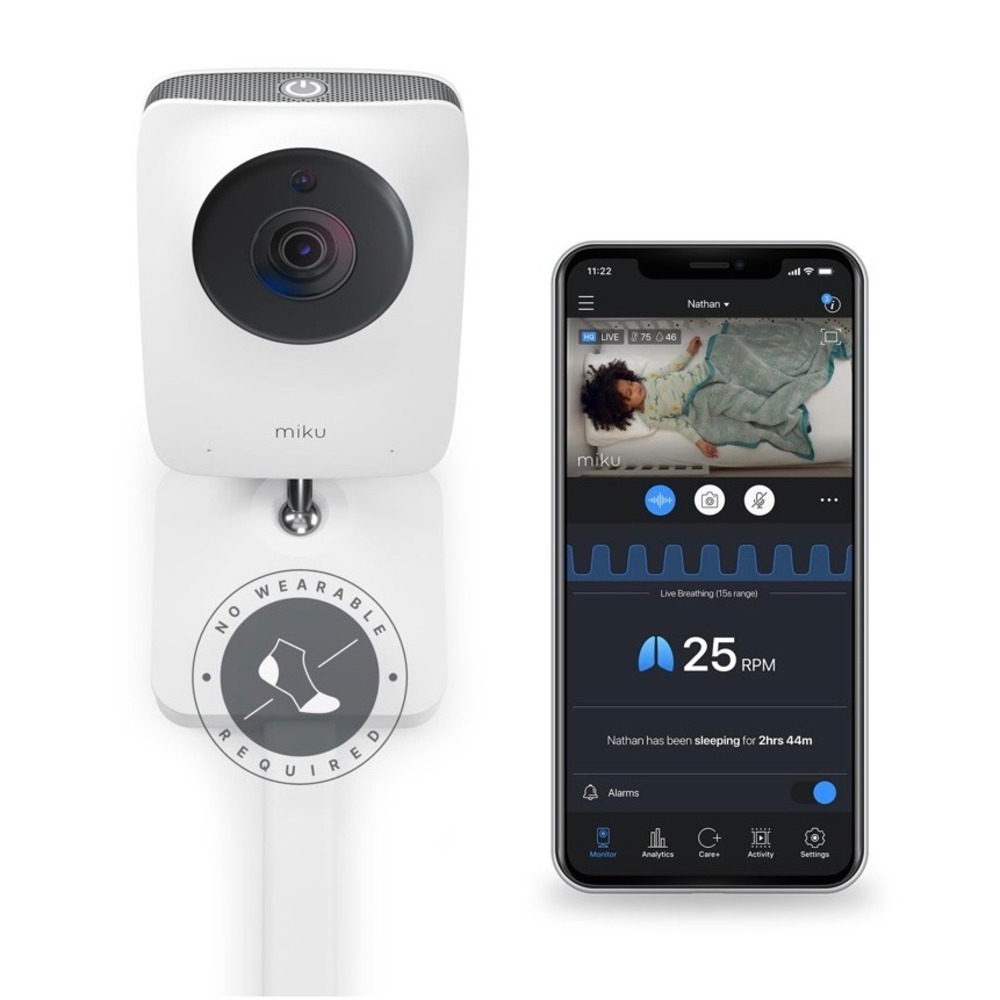 Miku Pro Smart Baby Monitor Real-Time Breathing Sleep Tracking No Wearables‎